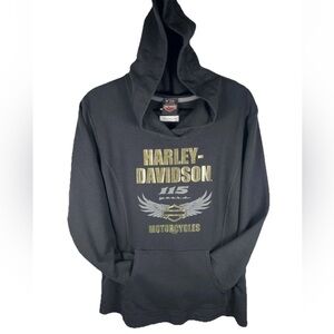 Harley Davison Hoodie 115 Years Glacial Lakes Water Town Women’s Size‎ L